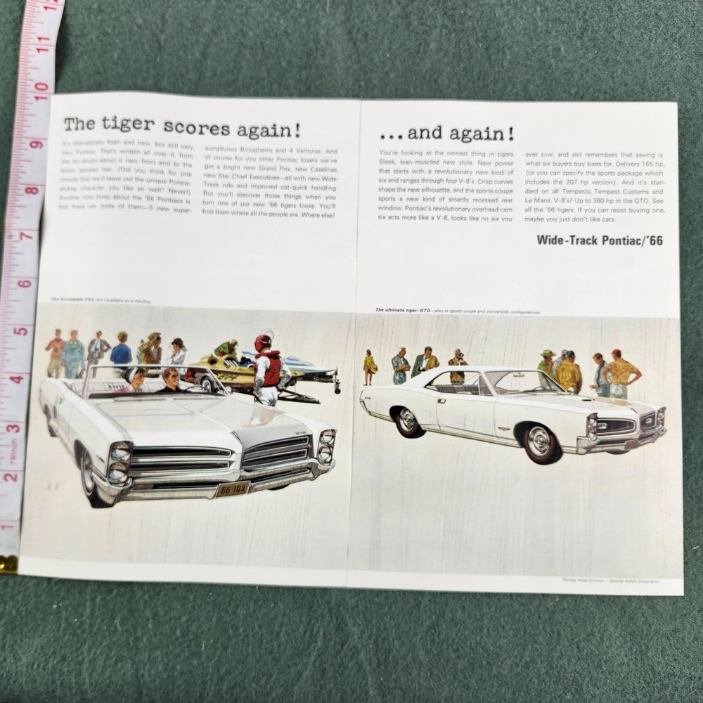 1966 Pontiac GTO & 2+2 Color Print Ad Vintage Magazine American Muscle